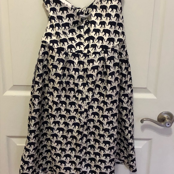 Elizabeth McKay Silk Strapless Navy Elephant Dress size 6 - Picture 3 of 3